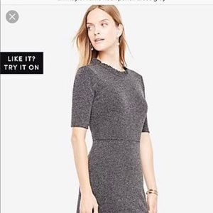 Black Ann Taylor Ruffle Neck Sheath Dress